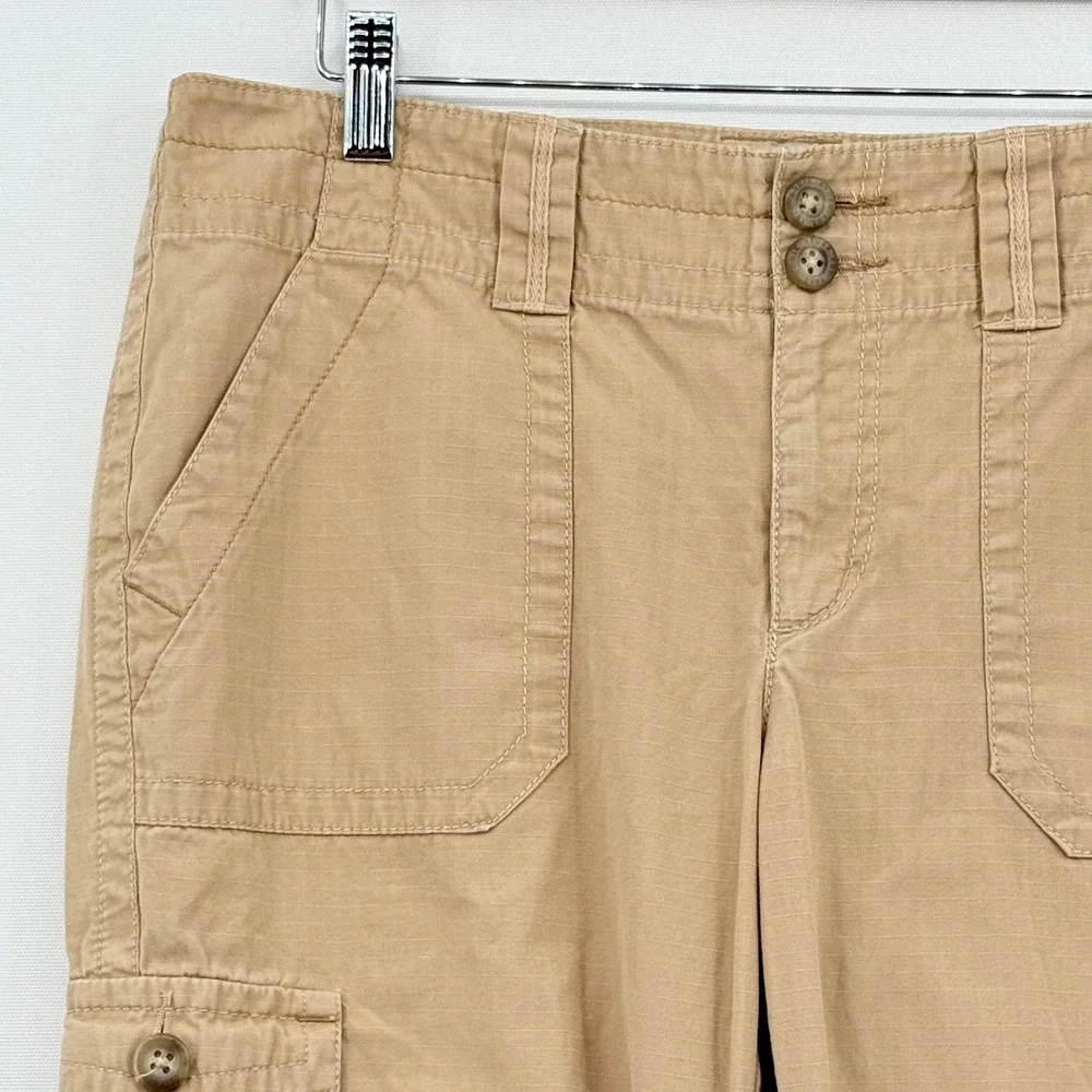 Eddie Bauer Cargo Pants Womens 8 Tan Ripstop Hiking Gorpcore Utilitarian Cropped
